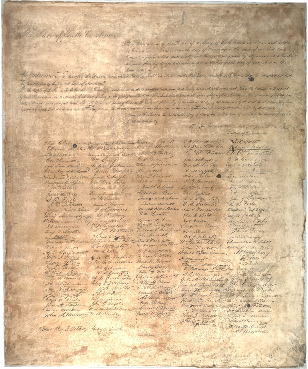 Die Sezessionsverordnung für den Staat South Carolina, 1861 von American School