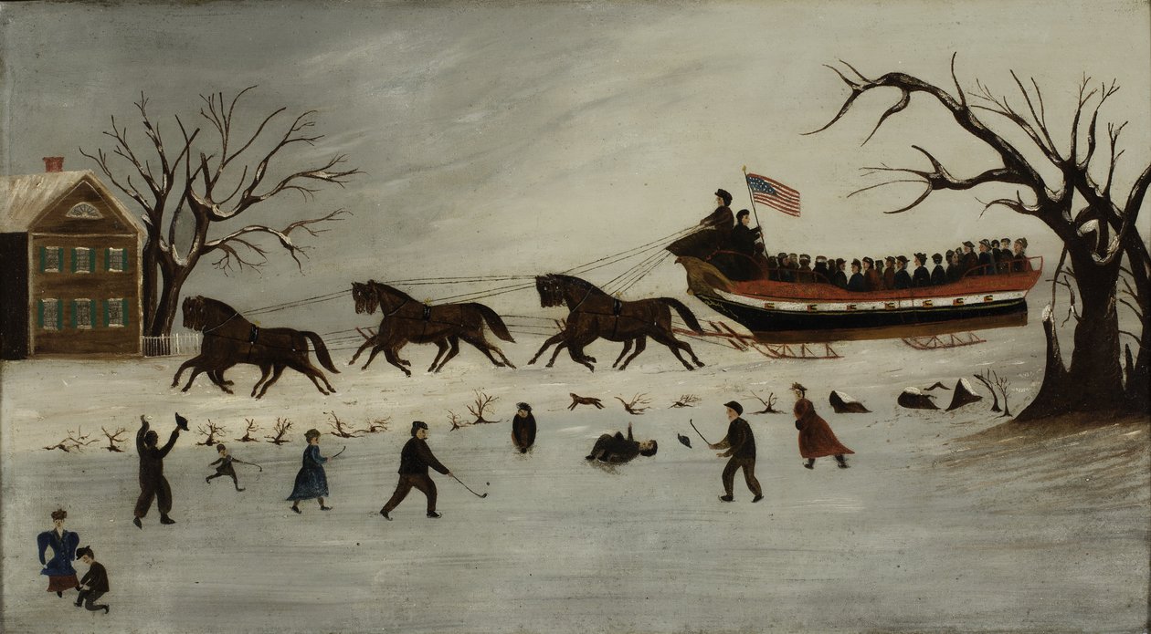 Die Suffragetten machen eine Schlittenfahrt, 1870-90 von American School