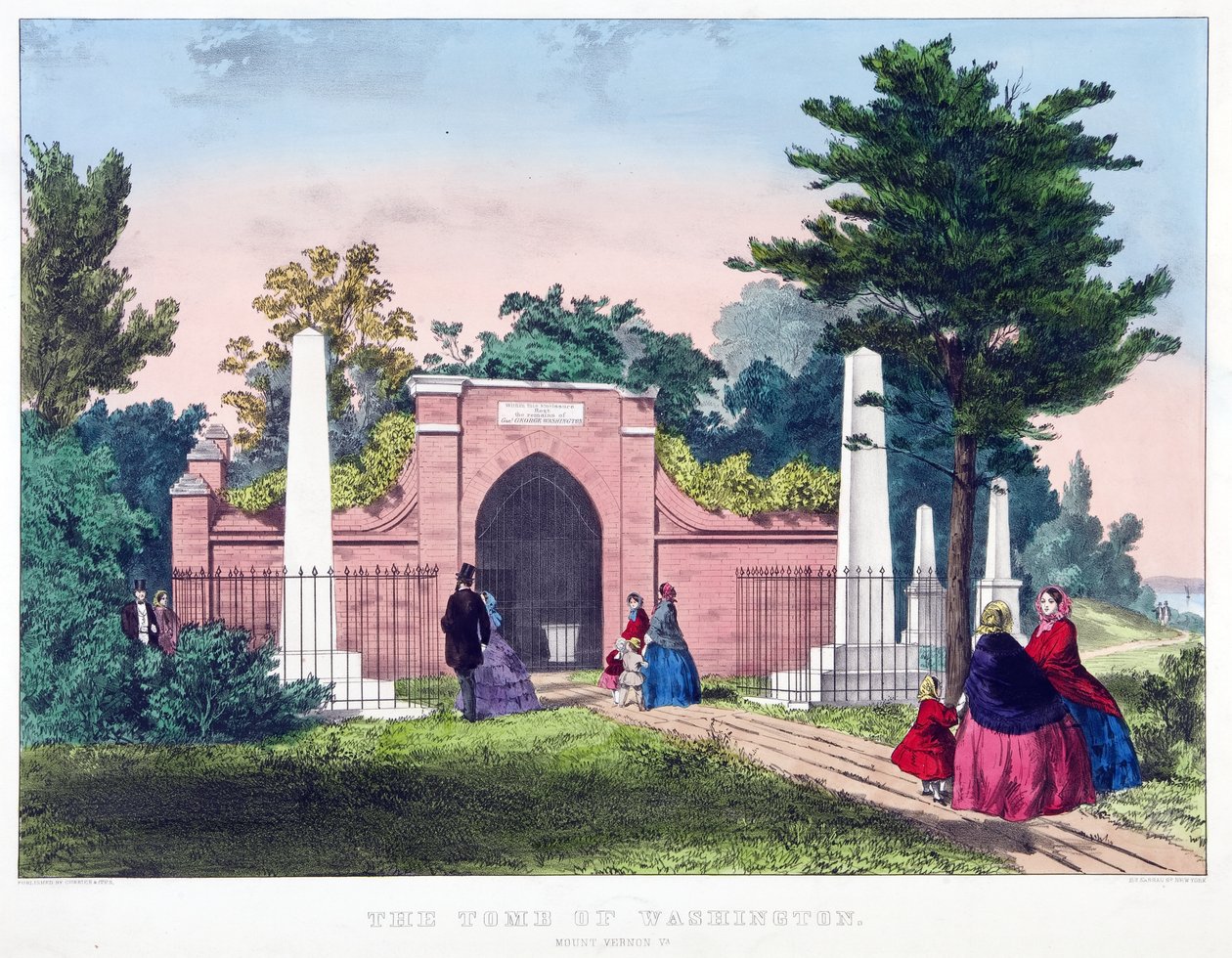 Das Grab von Washington, Mount Vernon, Va., veröffentlicht um 1857 (Farblithografie) von American School