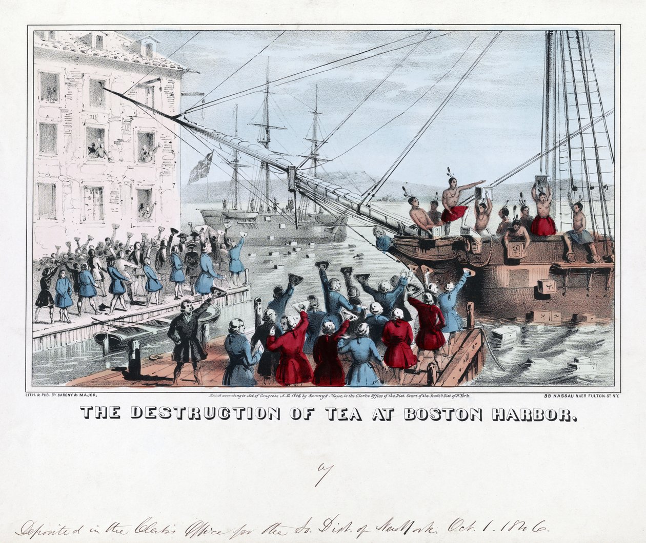 Die Zerstörung des Tees im Hafen von Boston von American School