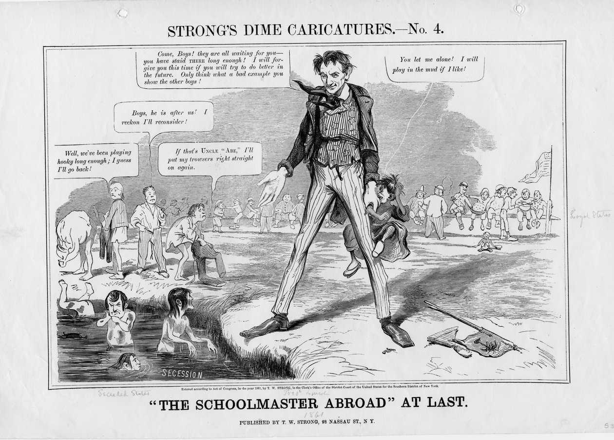Der Schulmeister endlich im Ausland: Strongs Groschenkarikaturen, Nr. 4 von American School