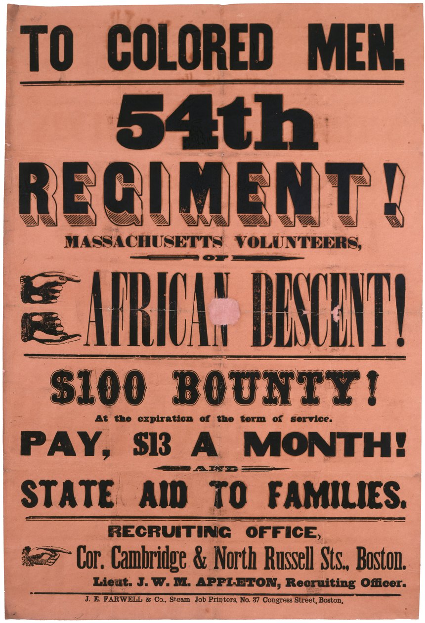 An Farbige Männer. 54. Regiment! Massachusetts Freiwillige, Afrikanischer Abstammung, 1863 von American School