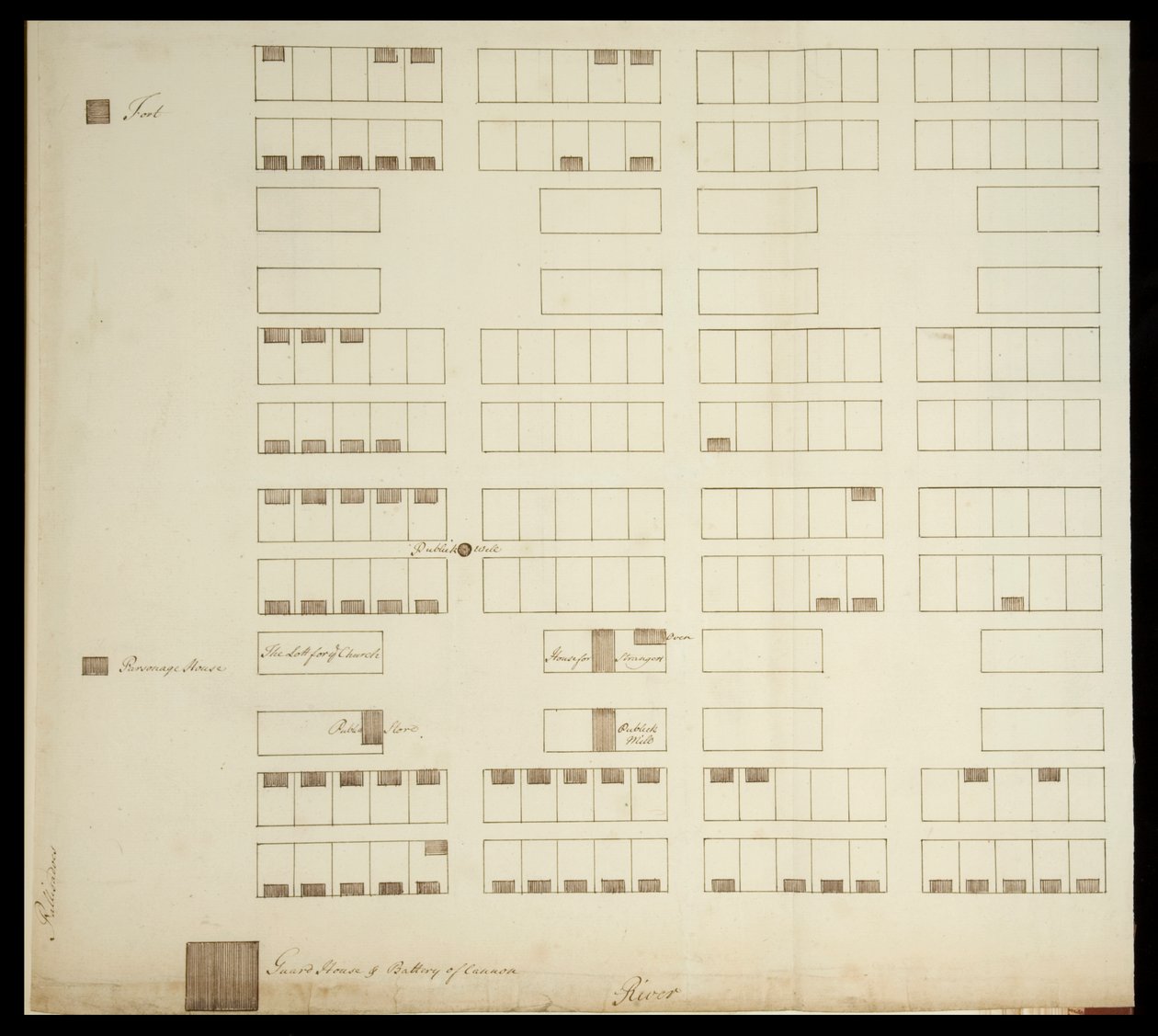 Stadtplan von Savannah, ca. 1733 von American School