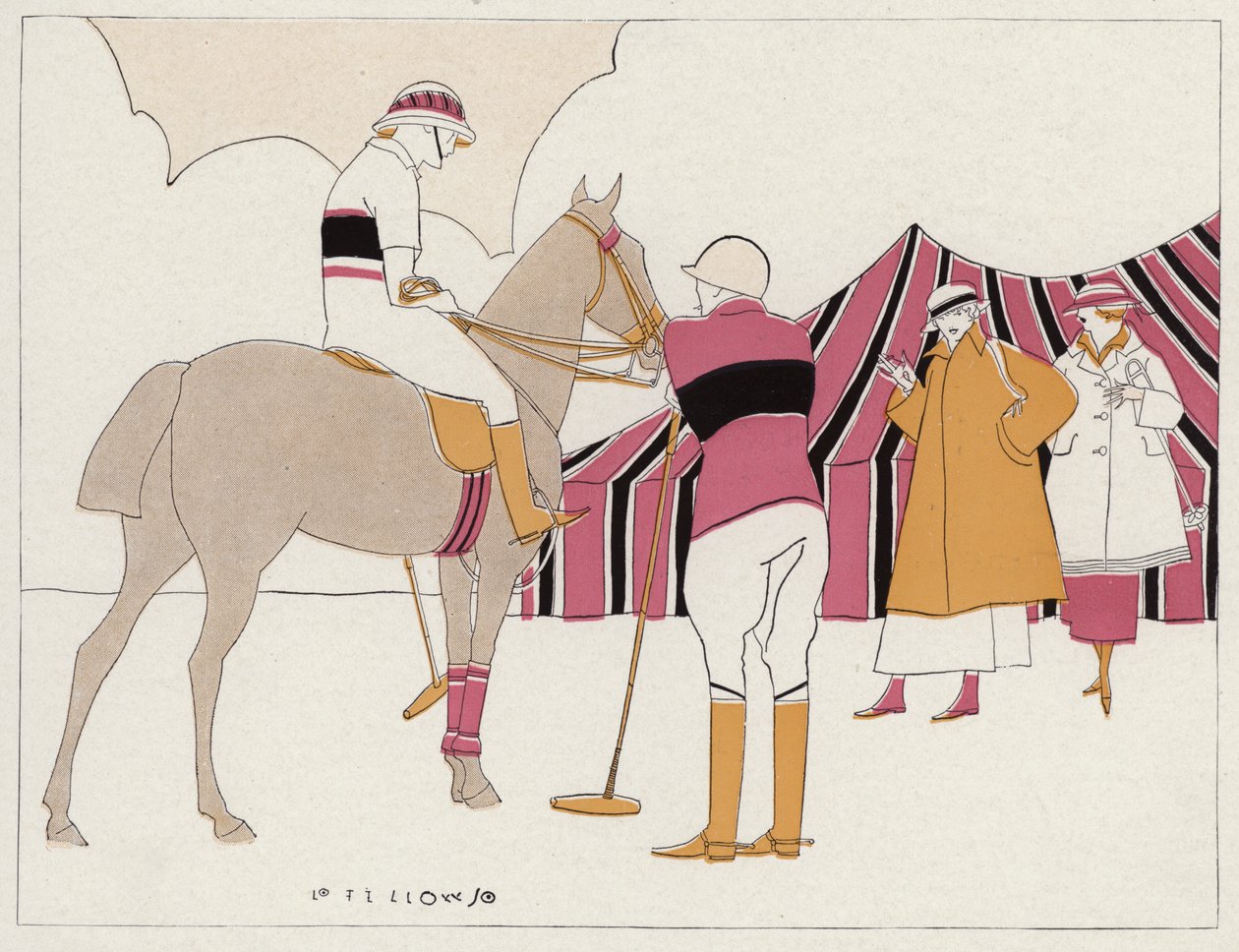 Zwei Paare im Poloclub, eine Szene aus der Kurzgeschichte A Vassal To Art von J A Waldron von American School