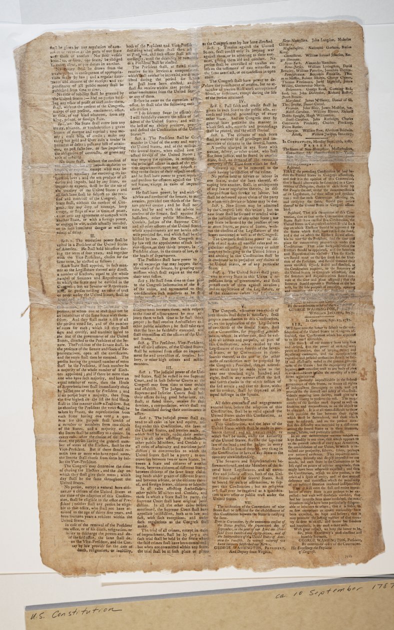 US-Verfassung, ca. 10. September 1787 von American School