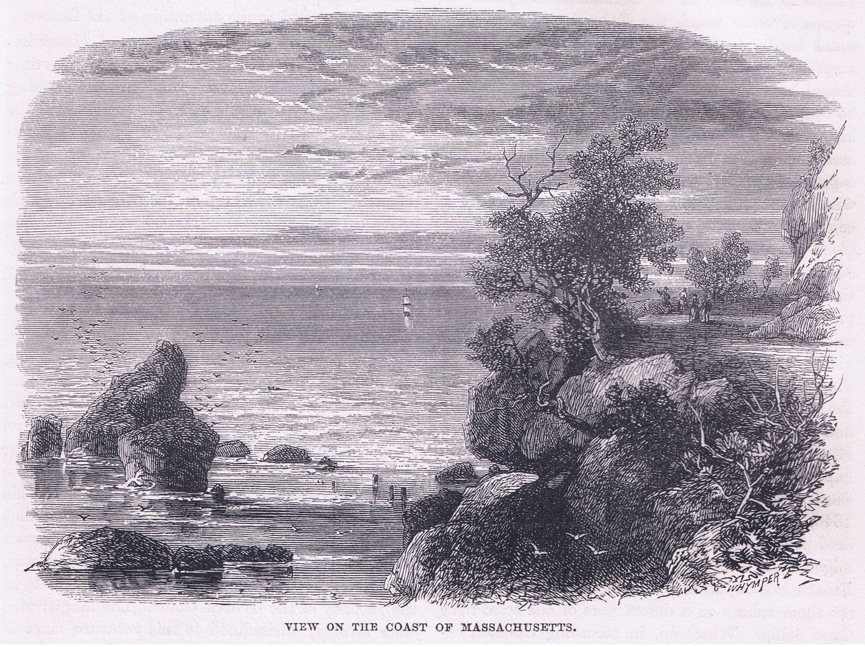 Blick auf die Küste von Massachusetts 1644, Illustration aus Cassell