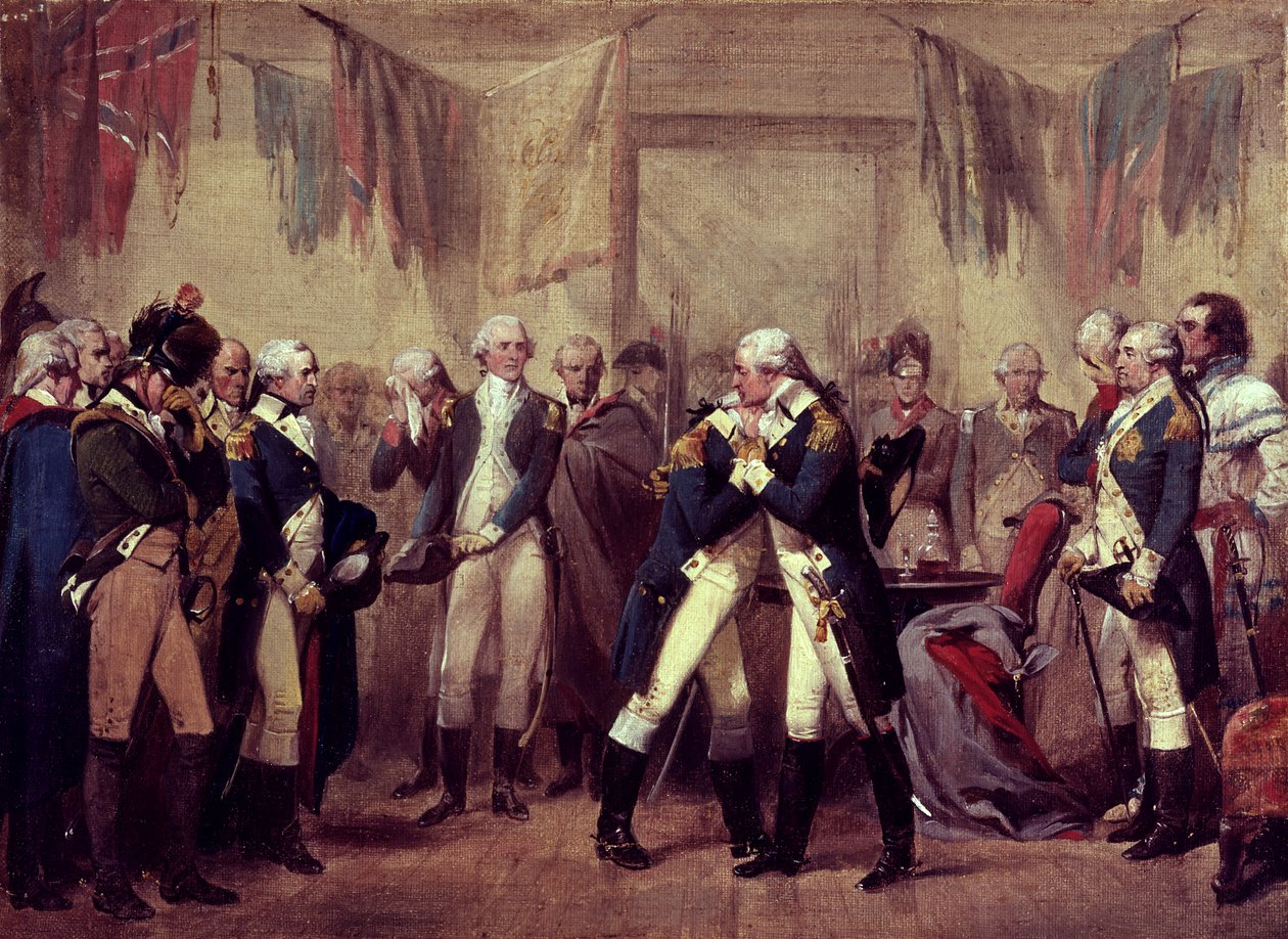 Washingtons Abschied von seinen Offizieren in Fraunces Tavern, New York, New York, 4. Dezember von American School