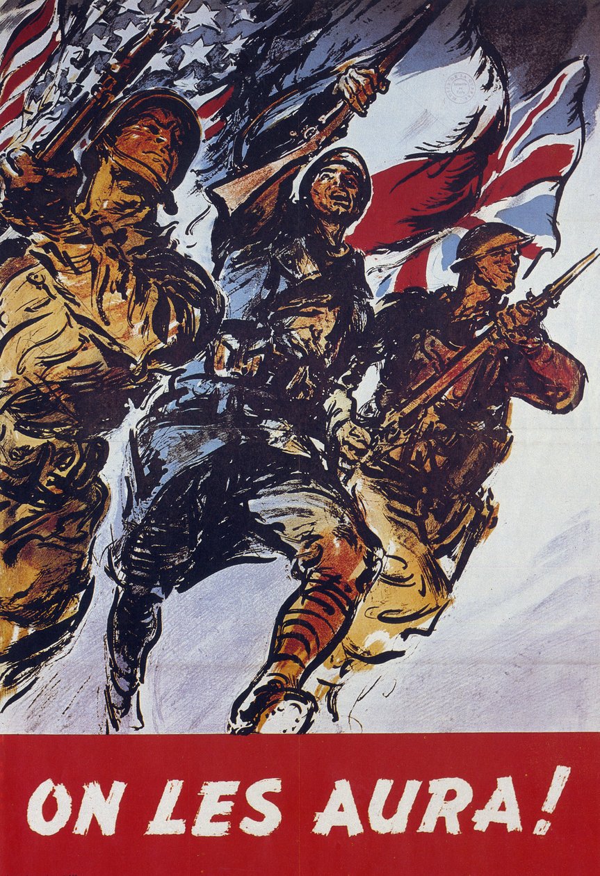 Wir kriegen sie! Amerikanisches Propagandaposter 1944 nach der Landung 1944 von American School