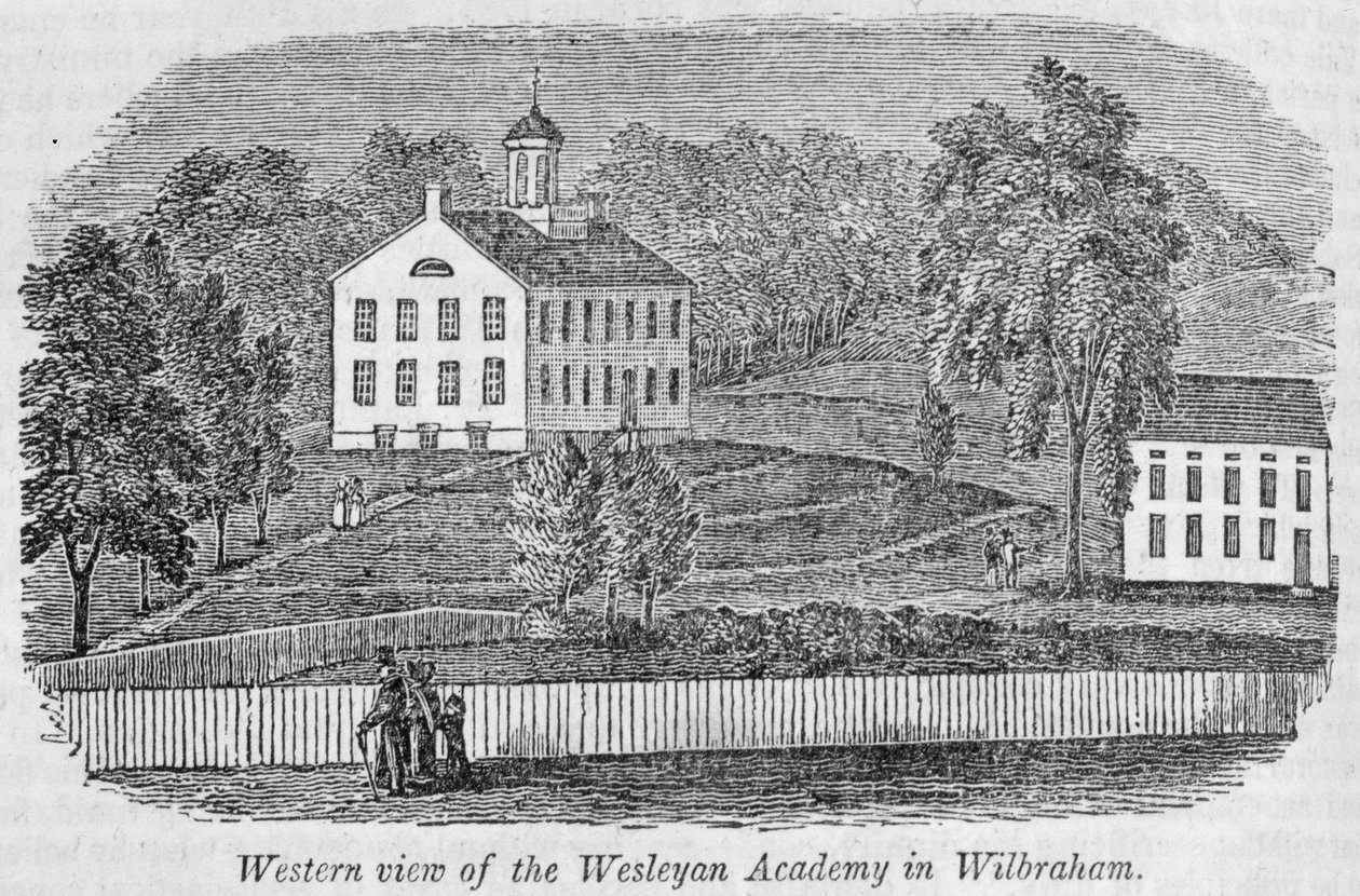 Westansicht der Wesleyan Academy in Wilbraham, aus 