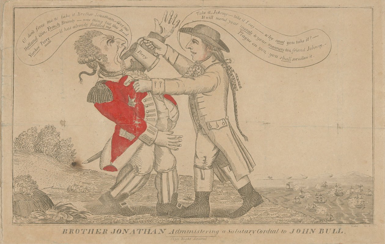 Bruder Jonathan verabreicht John Bull ein heilsames Stärkungsmittel von Amos Doolittle