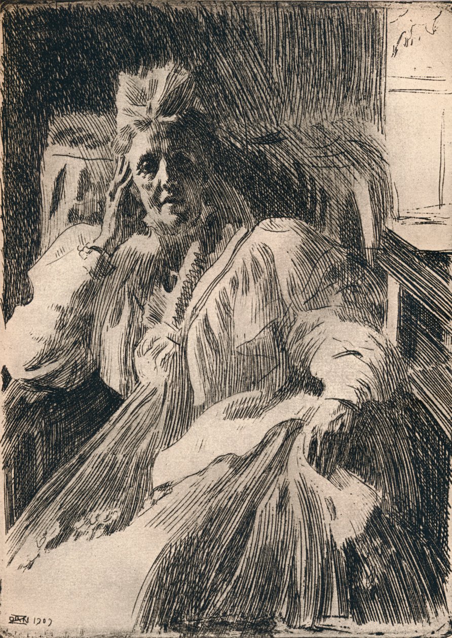 Eine Radierung der Königinwitwe von Schweden, um 1909 von Anders Leonard Zorn