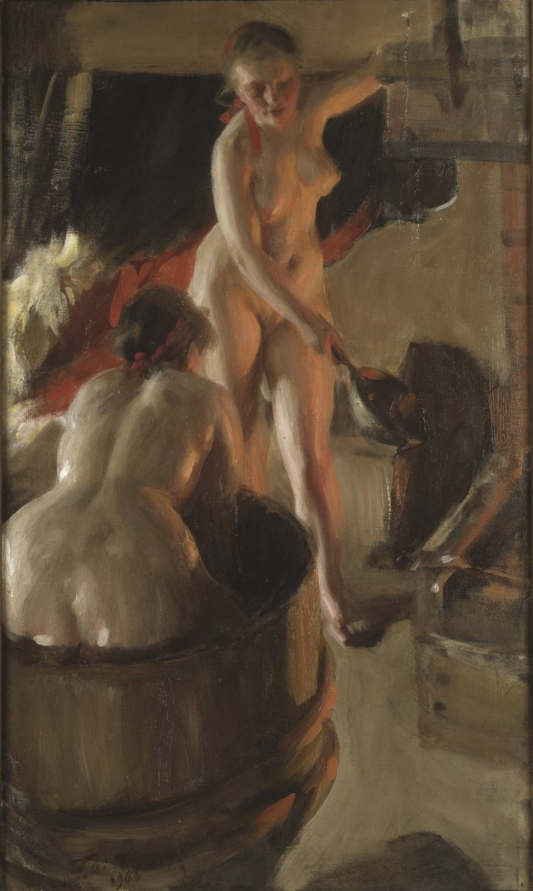 Mädchen aus Dalarna beim Baden, von Anders Leonard Zorn von Anders Leonard Zorn