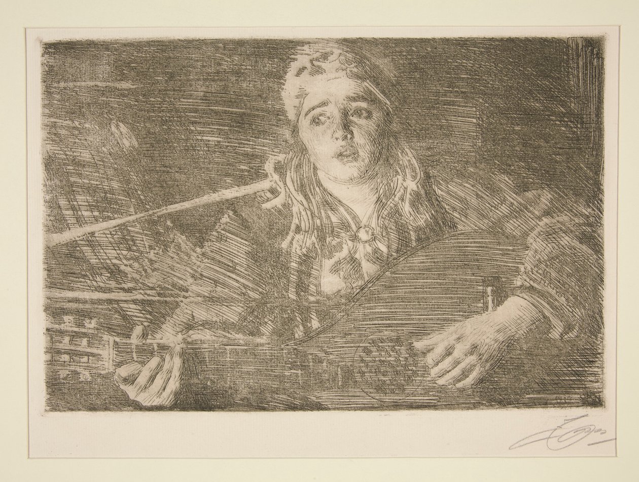 Frau mit schwedischer Laute von Anders Leonard Zorn
