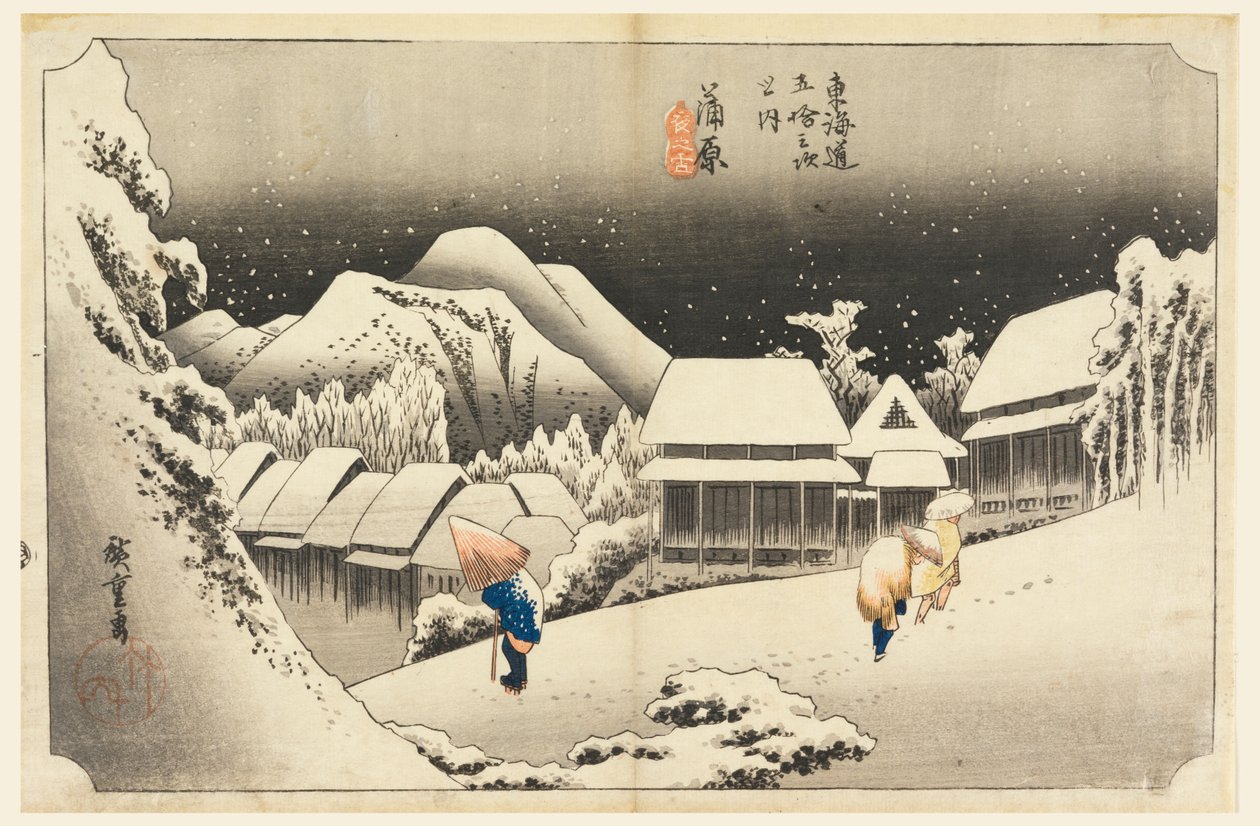 Kambara, Schnee in der Dämmerung, in Die Dreiundfünfzig Stationen der Tokaido-Straße von Ando Hiroshige