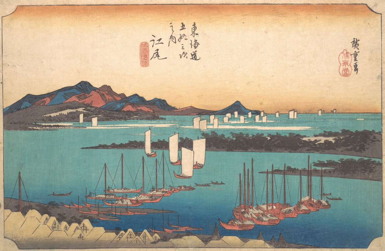 Panorama des Miwo-Kiefernwaldes von Ejiri, 1834 von Ando Hiroshige