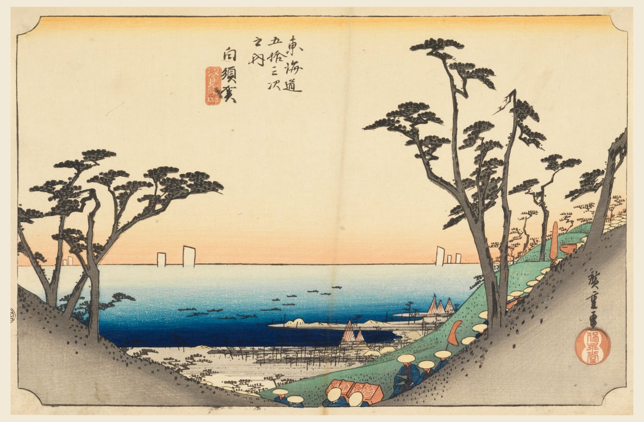 Shirasuka-Pass, in Die Dreiundfünfzig Stationen der Tokaido-Straße (Tokaido Gojusan Tsugi-no Uchi) von Ando Hiroshige