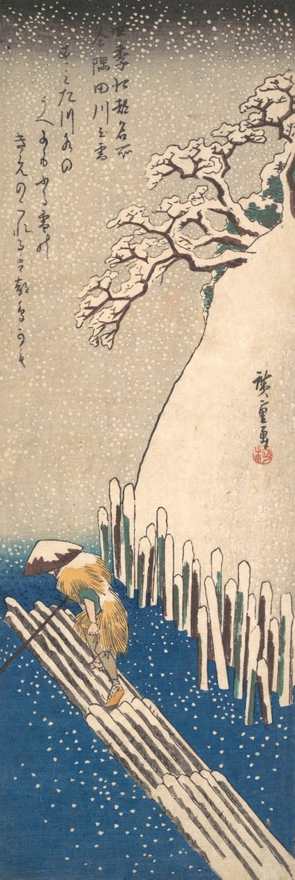 Schnee auf dem Sumida-Fluss, ca. 1835 von Ando Hiroshige