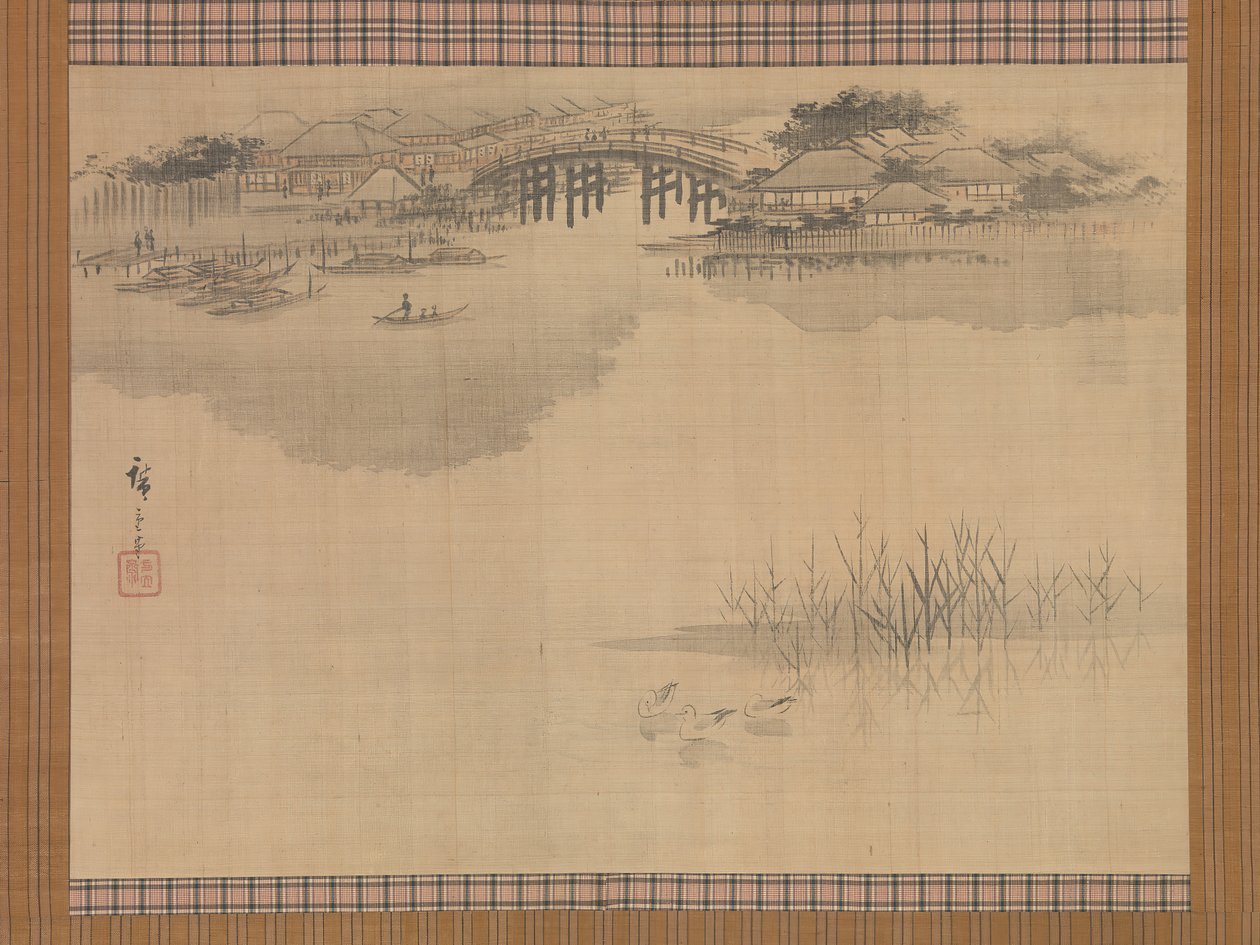 Die Imado-Brücke am Fuße des Berges Matsuchi, 19. Jahrhundert von Ando Hiroshige