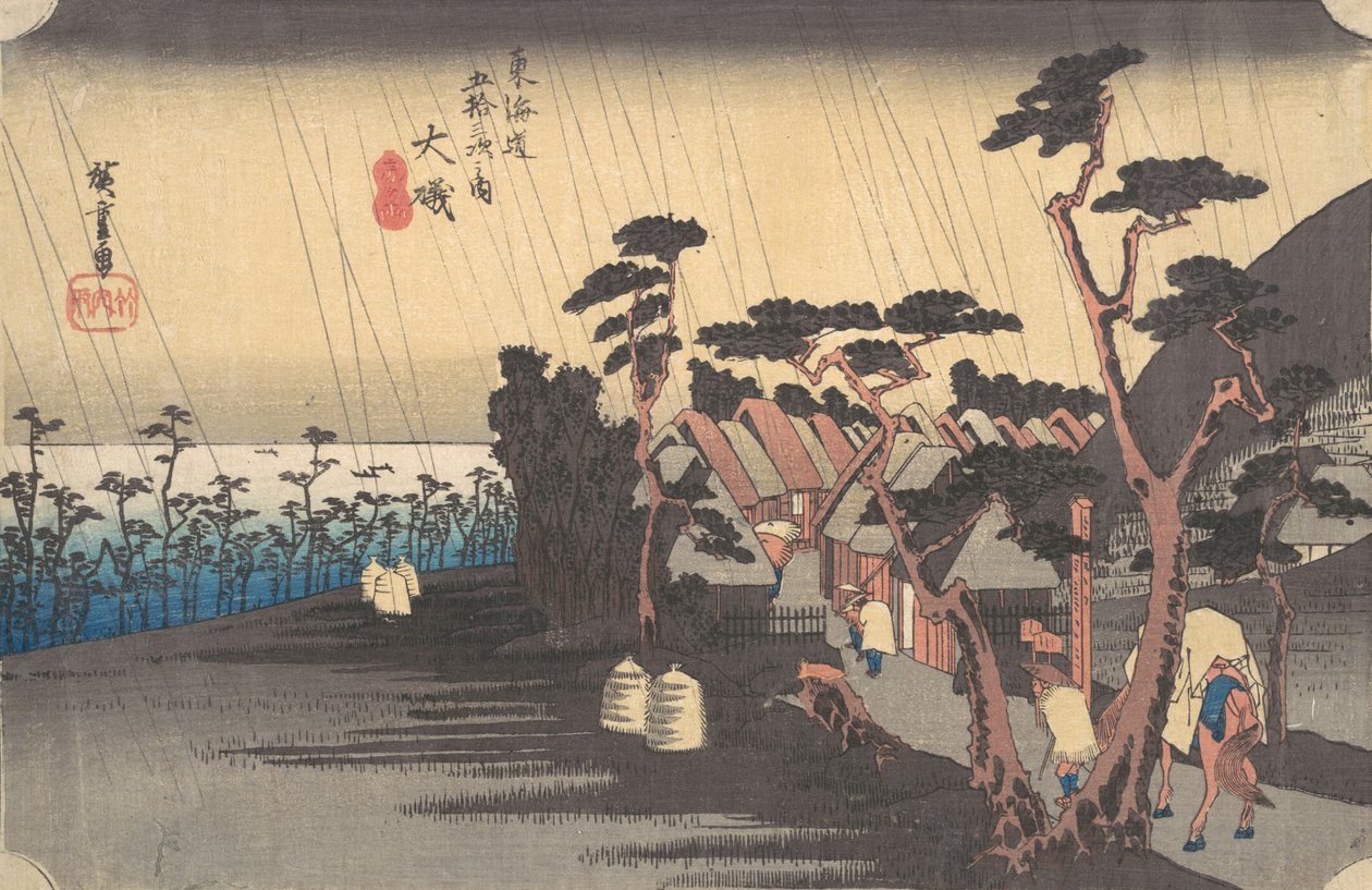 Tigerregen an der Oiso-Station, ca. 1834 von Ando Hiroshige