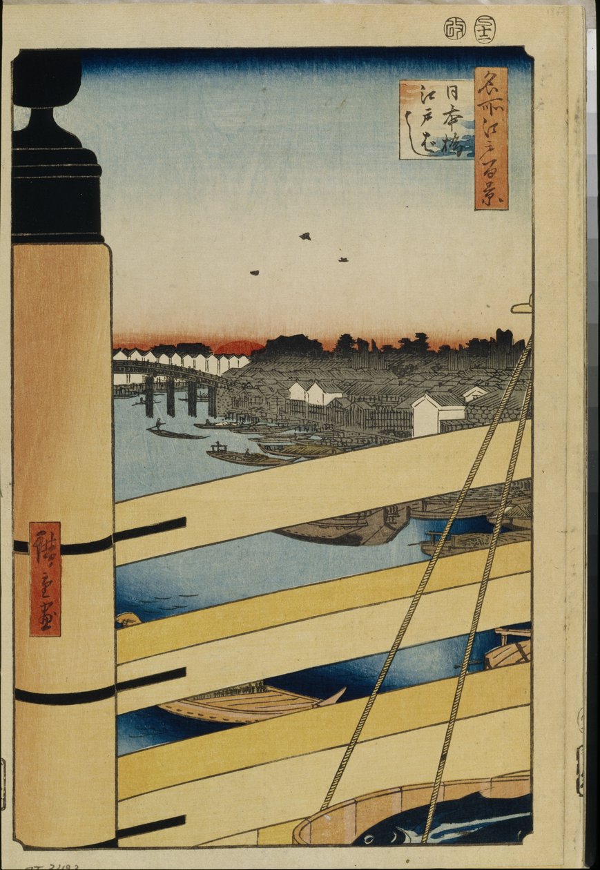 Hundert berühmte Ansichten von Edo: Nihonbashi- und Edobashi-Brücken von Ando or Utagawa Hiroshige