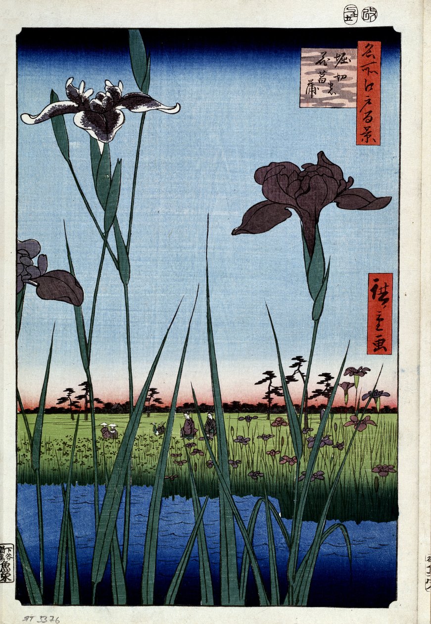 Hundert berühmte Ansichten von Edo: Schwertlilien in Horikiri von Ando or Utagawa Hiroshige