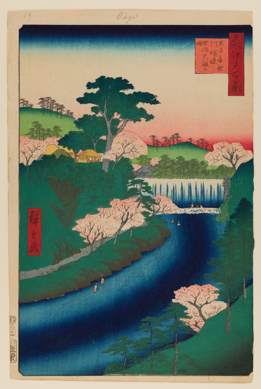 Staudamm am Otonashi-Fluss in Oji von Ando or Utagawa Hiroshige