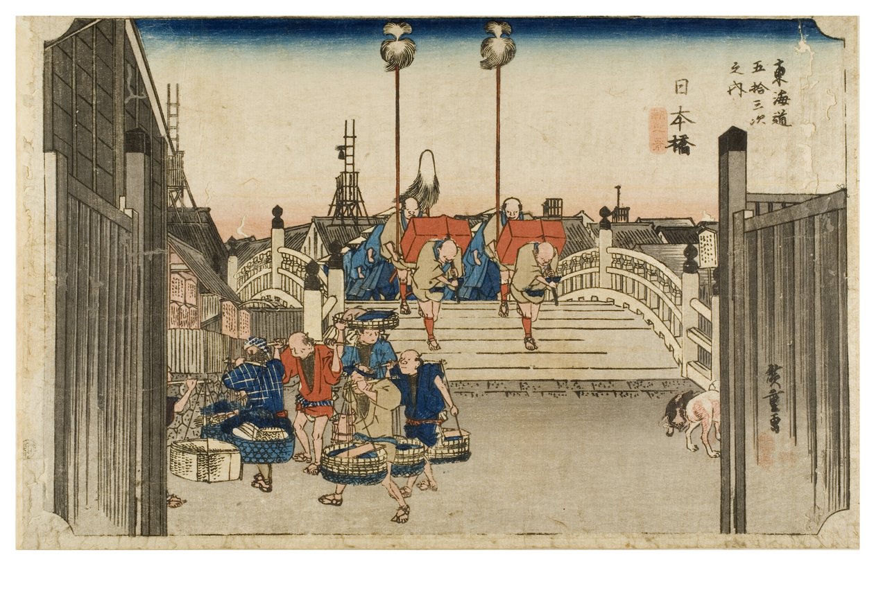 Nihonbashi: Morgenansicht aus der Serie Die dreiundfünfzig Stationen des Tokaido, ca. 1831-1834 von Ando or Utagawa Hiroshige