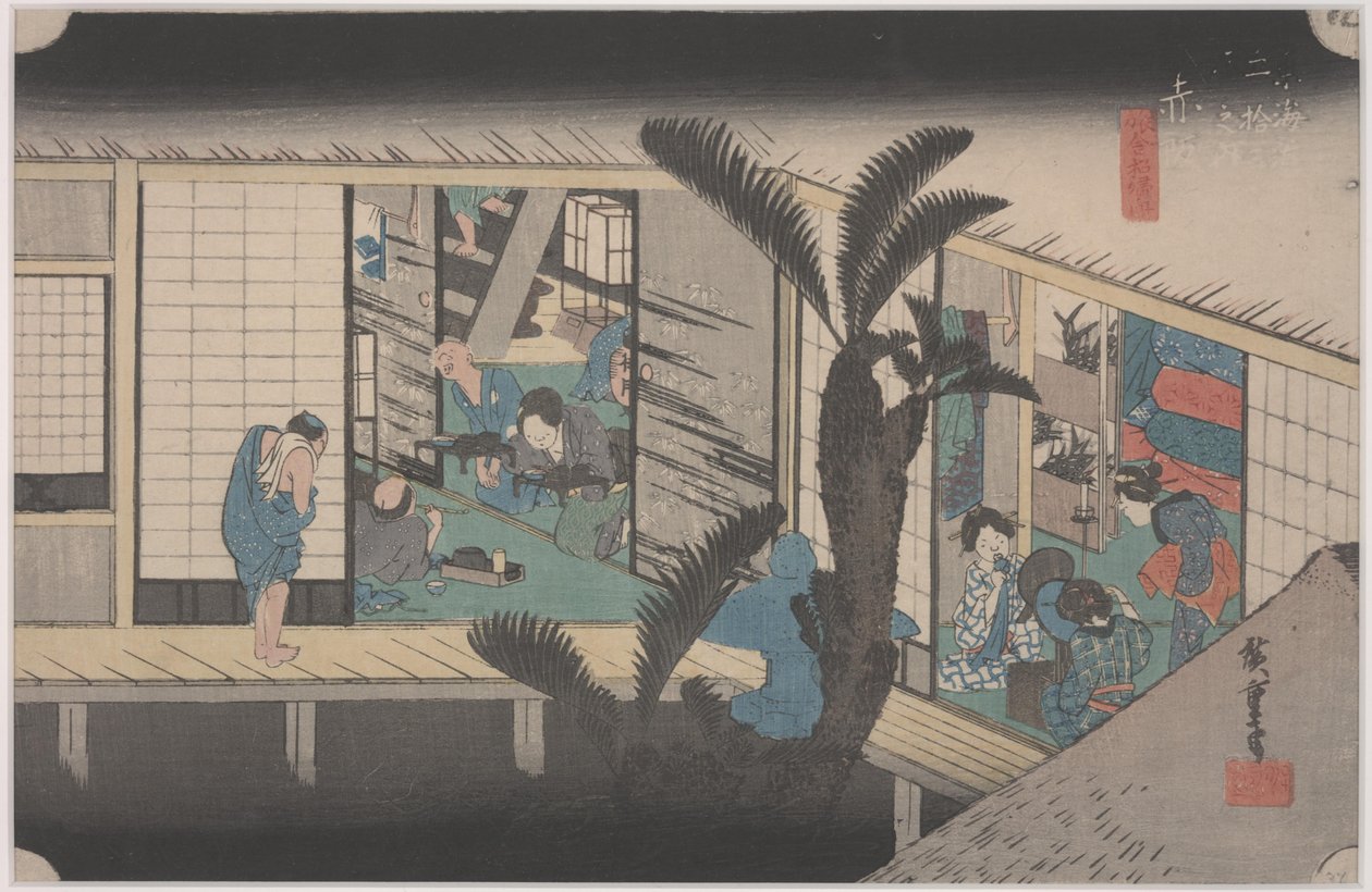 Szene in einem Gasthaus von Ando or Utagawa Hiroshige