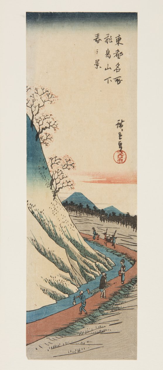 Frühlingsblick am Fuße des Asuka-Hügels von Ando or Utagawa Hiroshige