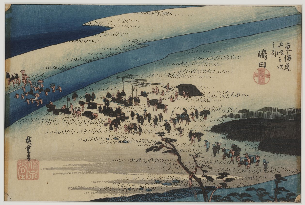 Suruga-Bank des Oi-Flusses von Ando or Utagawa Hiroshige