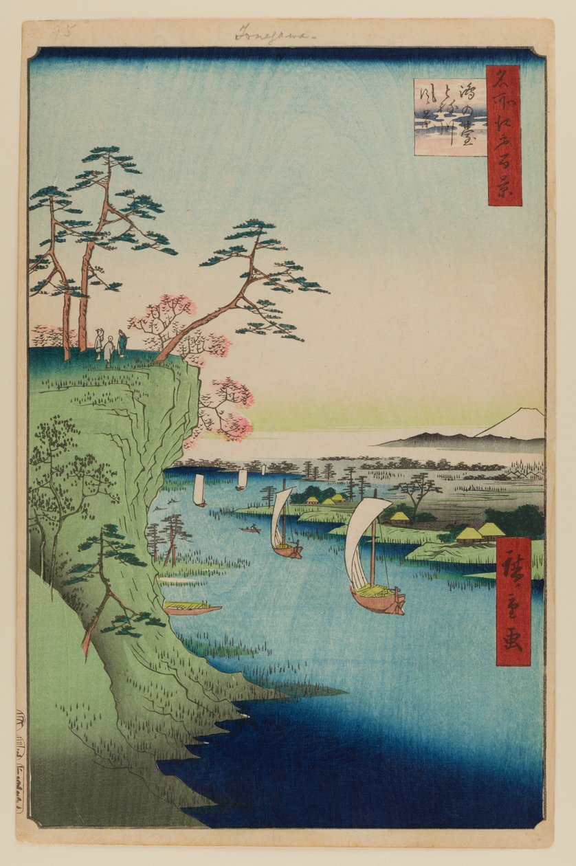 Blick auf Konodai und den Tone-Fluss von Ando or Utagawa Hiroshige