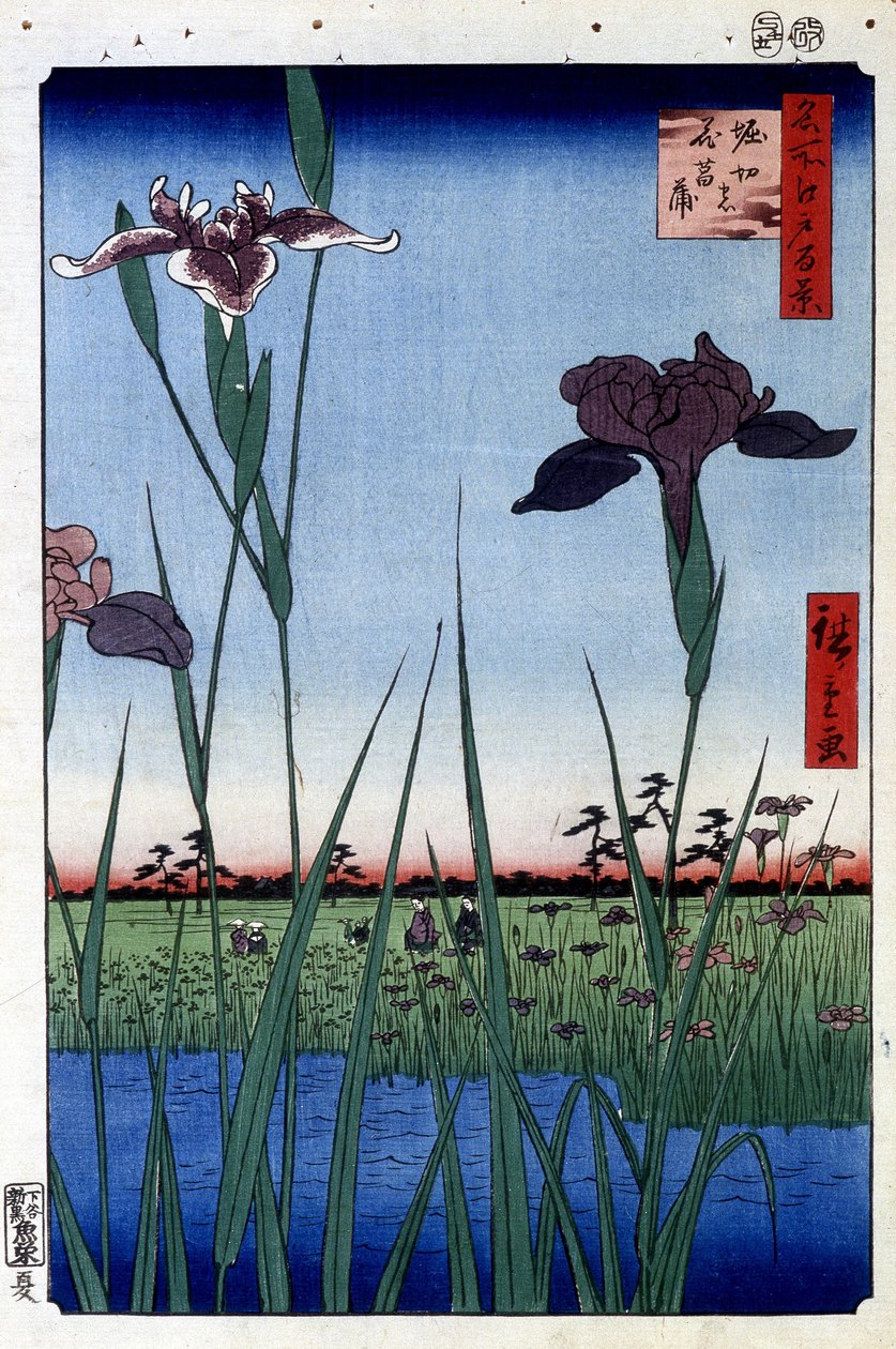 Wasseriris - Japanischer Druck von Utagawa Hiroshige. Hundert Ansichten von Edo von Ando or Utagawa Hiroshige