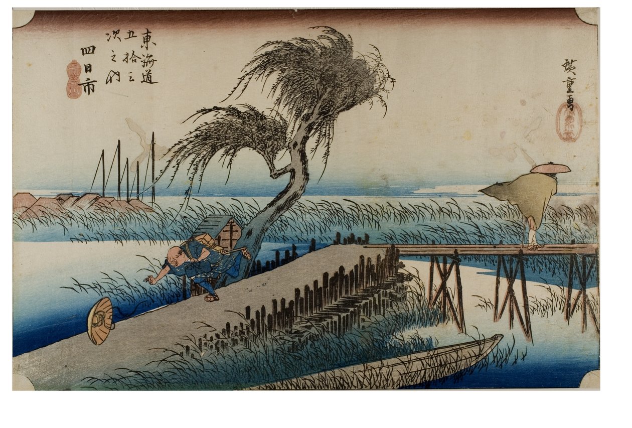 Yokkaichi: Mie-Fluss aus der Serie Die 53 Stationen des Tokaido von Ando or Utagawa Hiroshige