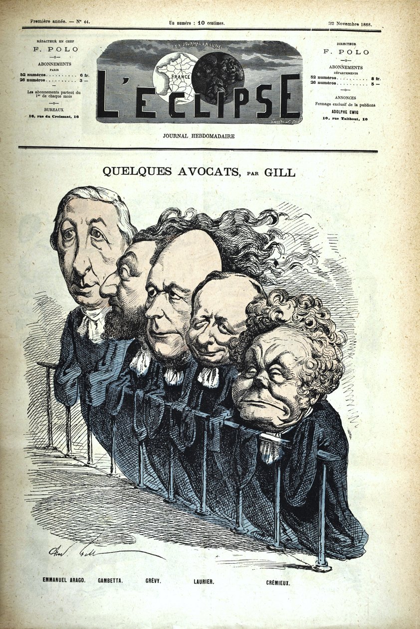 André Gill - Einige Anwälte - Die Finsternis Nr. 44 (22. November 1868) von Andre Gill