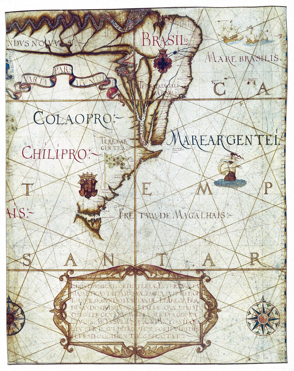 Karte von Südamerika, in Universa ac Navigabilis Totius Terrarum Orbis Descriptio 1559 von André Homem