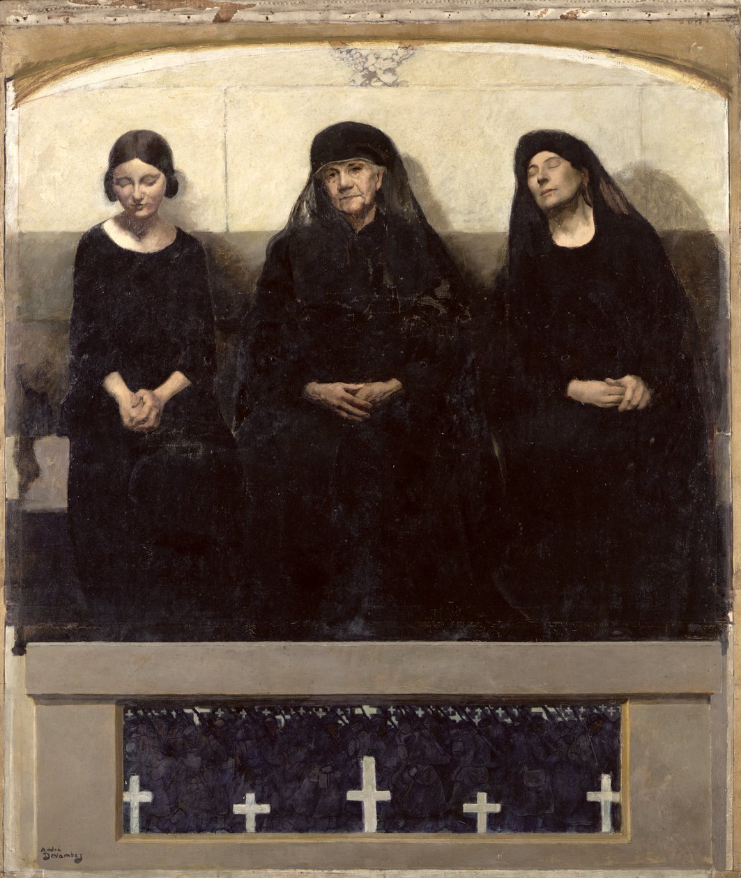 Drei Frauen trauern um einen Verlorenen, Mittelteil des Triptychons 