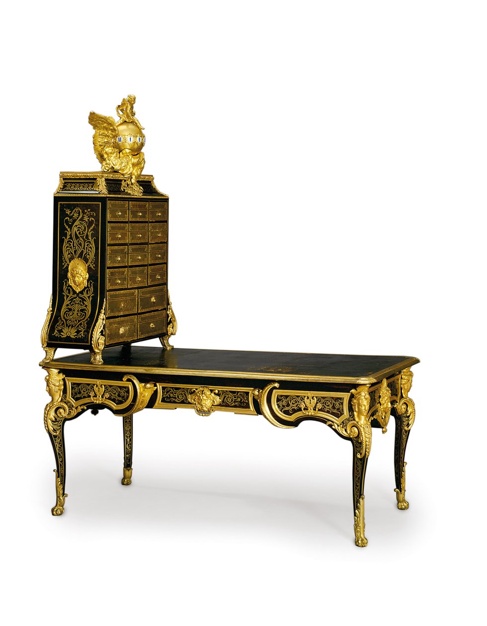 Louis XV Schreibtisch und Kartonnier, 1725-50 von Andre Charles Boulle