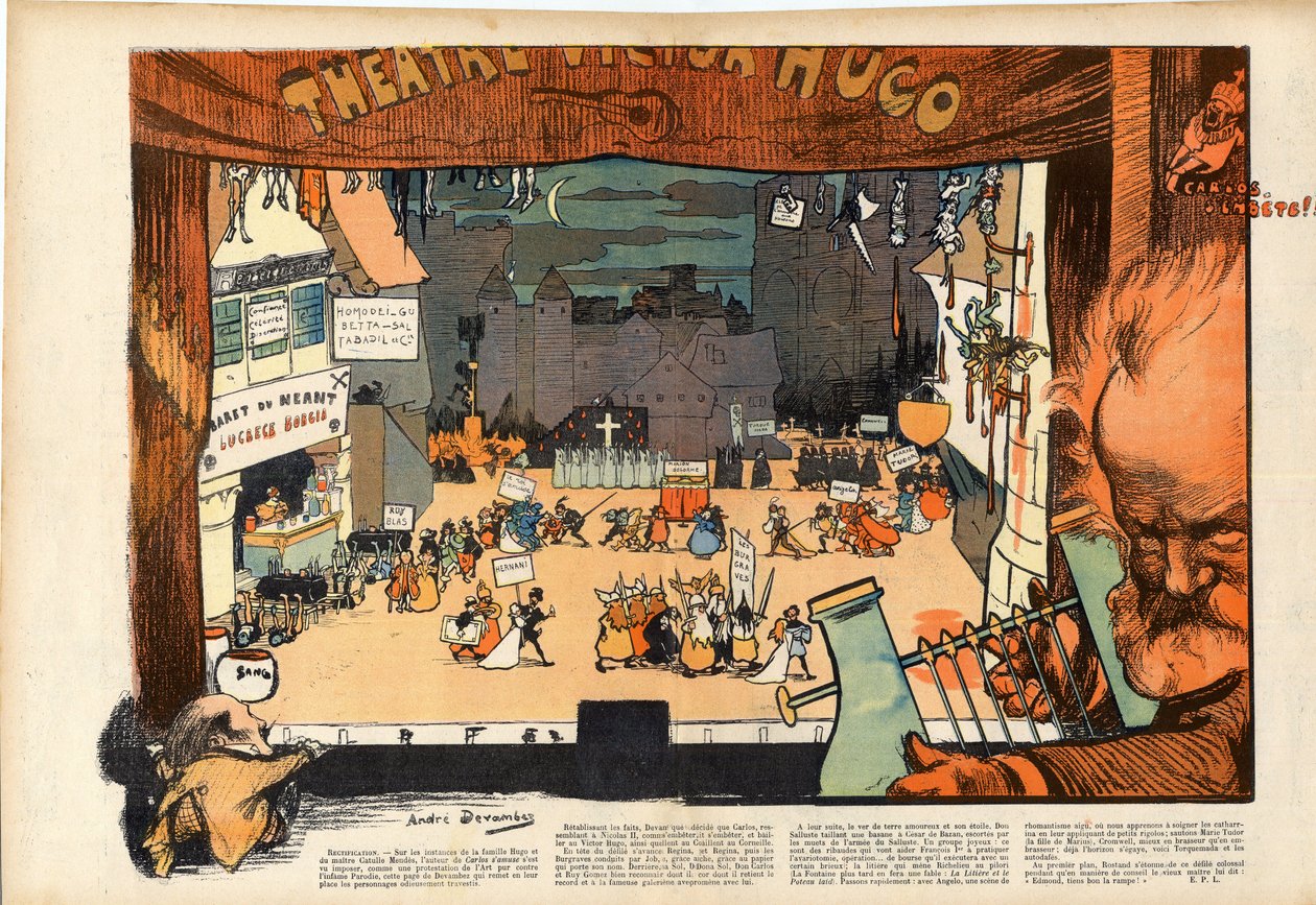 Theater von Victor Hugo von André Devambez, Karikatur in „Le rire“ von 1902 von Andre Devambez