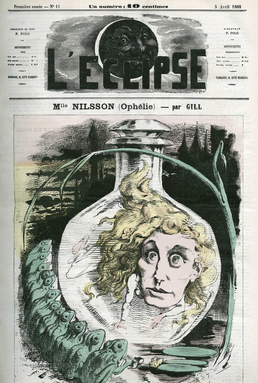 Christine Nilsson in der Rolle der Ophelie (1843- um 1880) schwedische Opernsängerin. Cover in „L