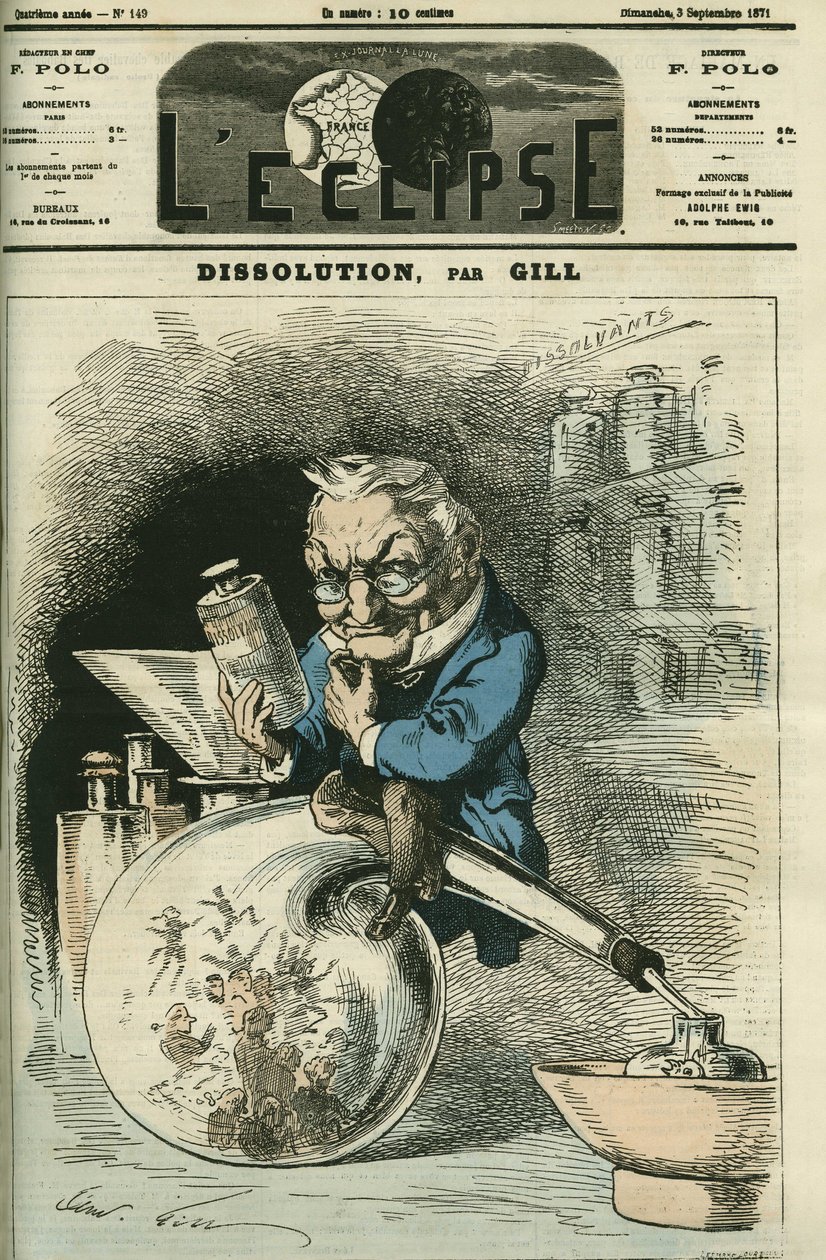 Dissolution, Adolphe Thiers (1797-1877), Historiker und Präsident der Republik. Titelbild in „L