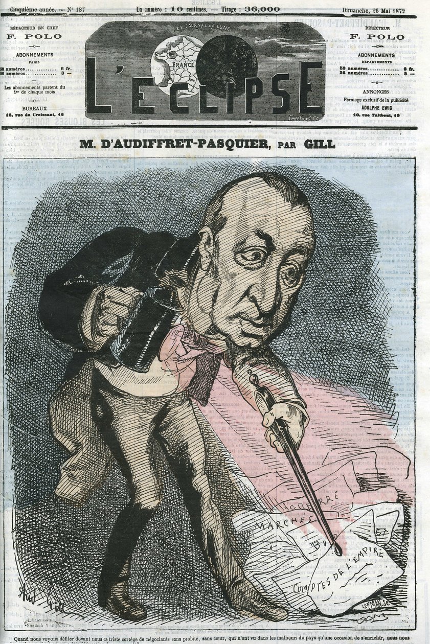 Edme Armand Gaston, Herzog von Audiffret-Pasquier (1823-1905), französischer Politiker. Titelblatt in „L