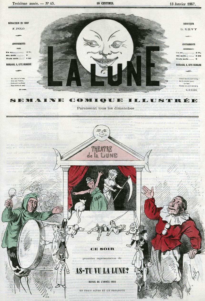 Haben Sie den Mond gesehen? im Theater des Mondes in Paris. Karikatur von Gill, in „La Lune“, 13. Januar von Andre Gill