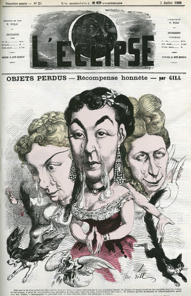 Illustration von „Verlorene Objekte“, Lieder, die die Geschichten von 3 Frauen erzählen, die ihren Hund, ihre Geldbörse und ihre Katze verloren haben. Cover in „L