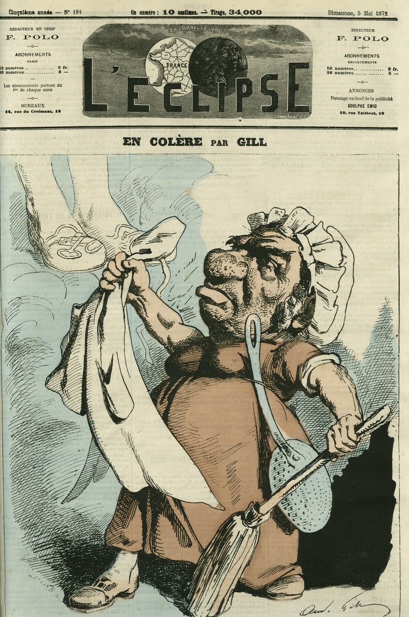 In Wut, eine Illustration einer Frau, die ihre Schürze macht. Titelbild in „L