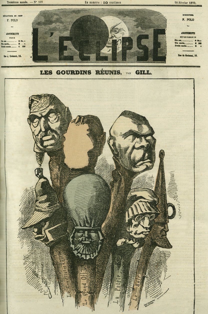Les Gourdins vereint, Schaffung eines neuen satirischen Tagebuchs. Titelblatt in „L