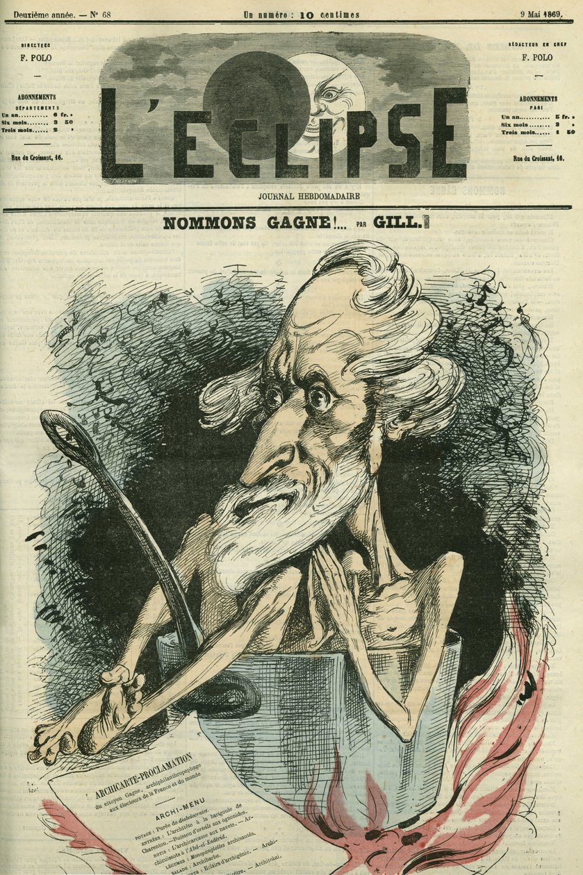 Name Gagne, Illustration eines Kandidaten bei einer Wahl. Titelblatt in „L