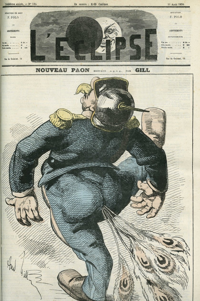 Neuer Pfau, Karikatur von Wilhelm I. (1797-1888), Sieger des Deutsch-Französischen Krieges. Titelblatt in „L