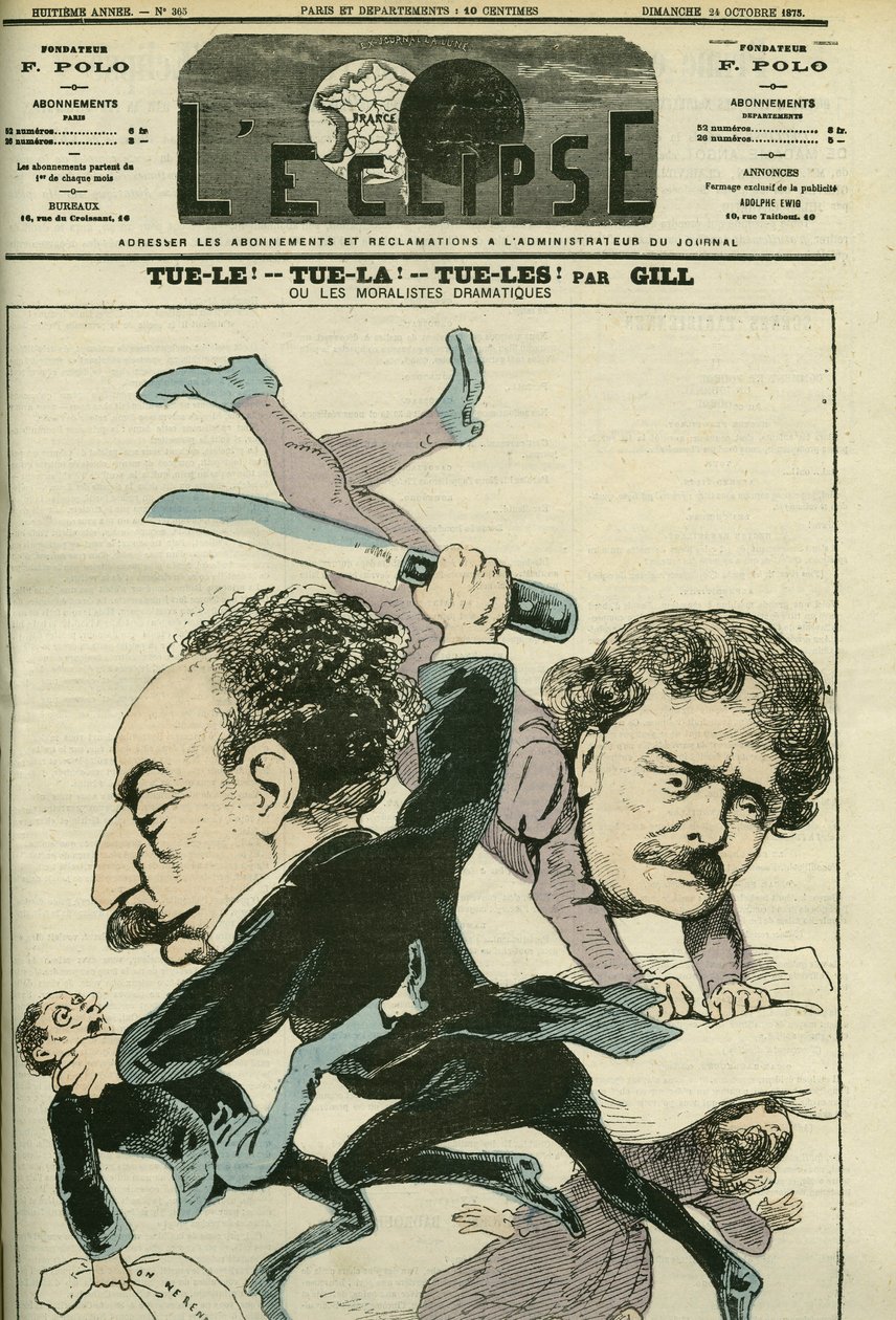 Porträt von Alexandre Dumas Jr. (1824-1895), französischer Schriftsteller und Ernesto Rossi. Titelblatt in „L