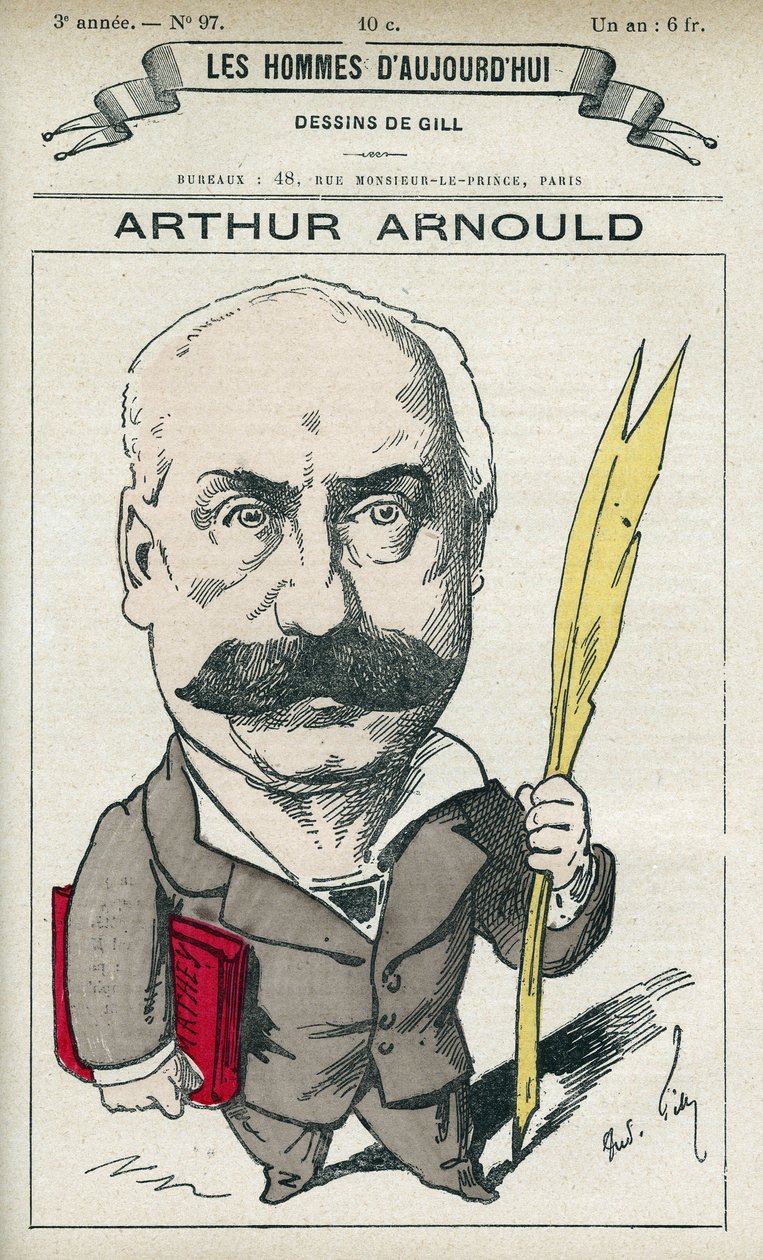 Porträt von Arthur Arnould (1833-1895), ein französischer Journalist und Politiker, er nahm aktiv an der Pariser Kommune teil. Karikatur von Gill, Paris. von Andre Gill