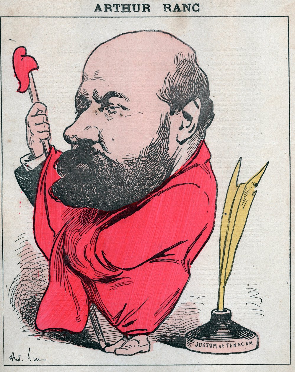 Porträt von Arthur Ranc (1831-1908) französischer Journalist und Politiker - Karikatur von Andre Gill in „Les Hommes d